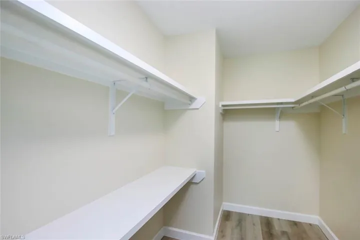 Spacious closet featuring light wood-type flooring