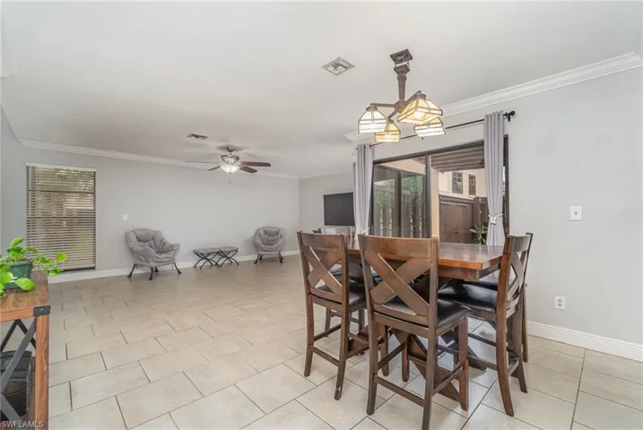 In dining area looking into living room.