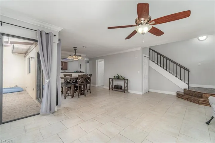 In living room looking into dining area.