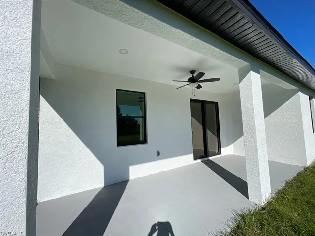 View of patio / terrace featuring a ceiling fan