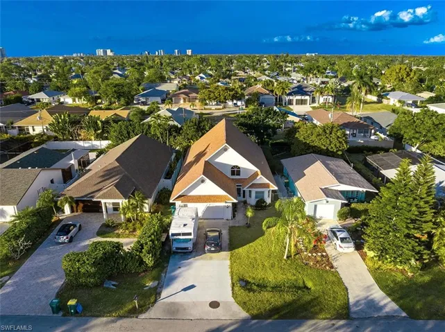 Aerial perspective of suburban area