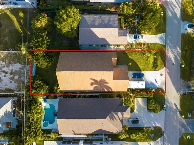 Aerial overview of property's location with property boundaries highlighted
