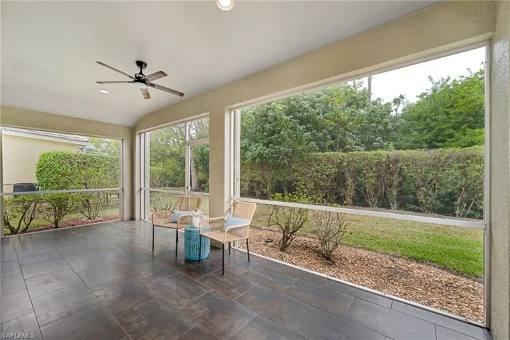 Spacious lanai featuring preserve views