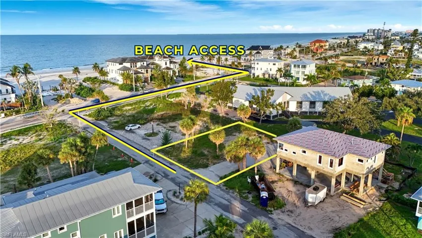 Aerial view of property's location with a large body of water and property boundaries highlighted - Virtually Edited Image