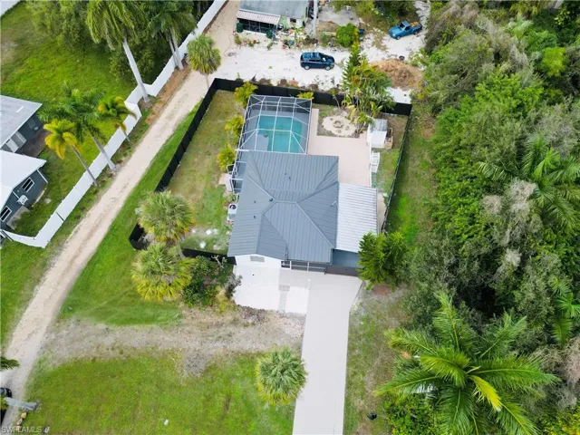 Drone / aerial view of a pool area