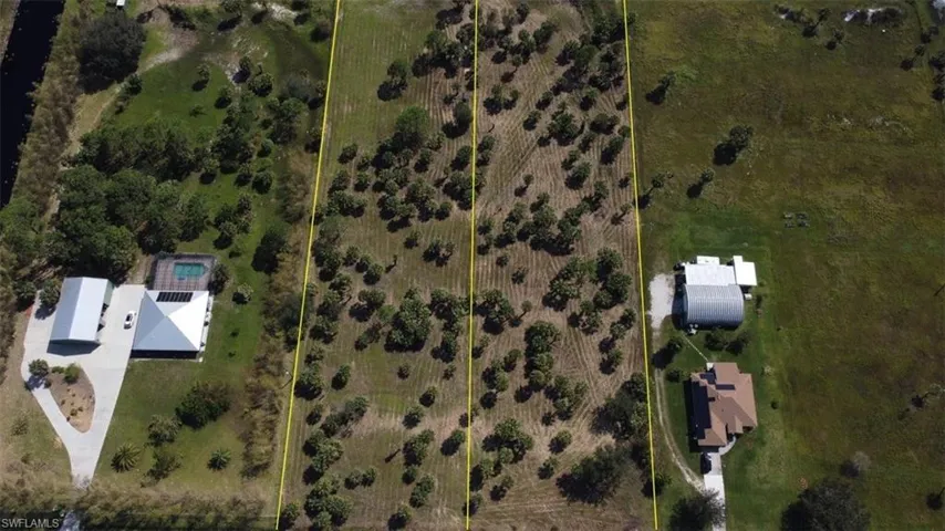 Birds eye view of property with a rural view
