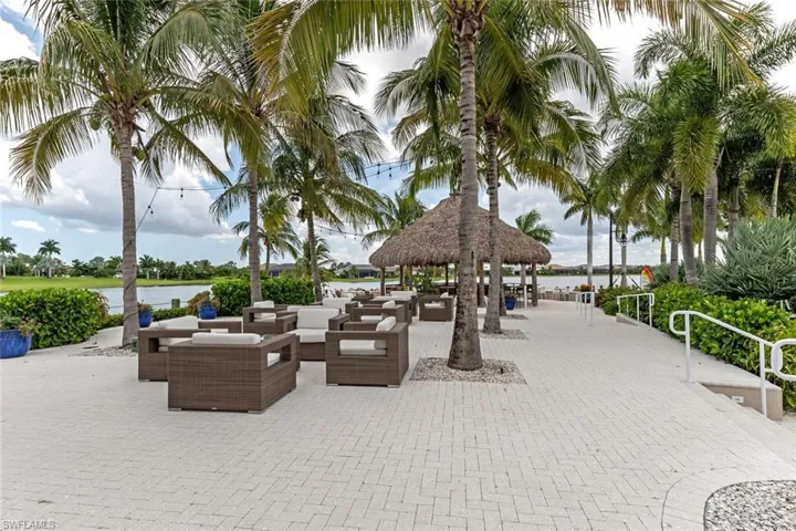 View of property's community with a water view and a gazebo