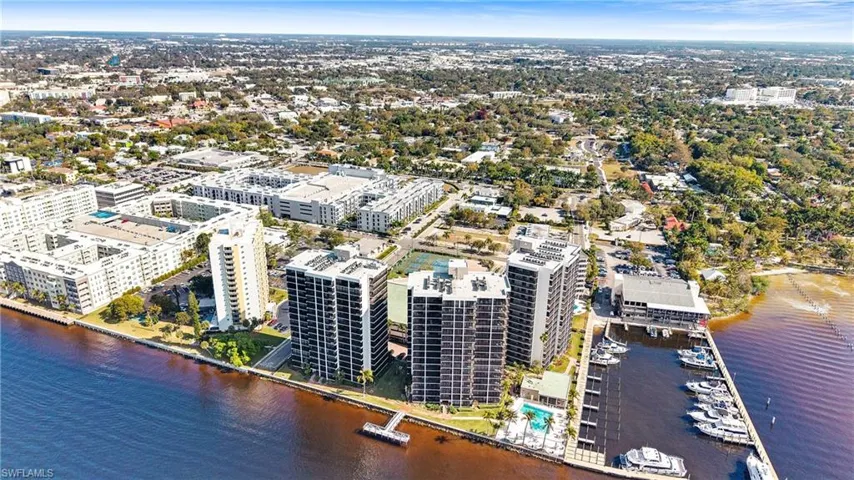 View of urban area with a nearby body of water