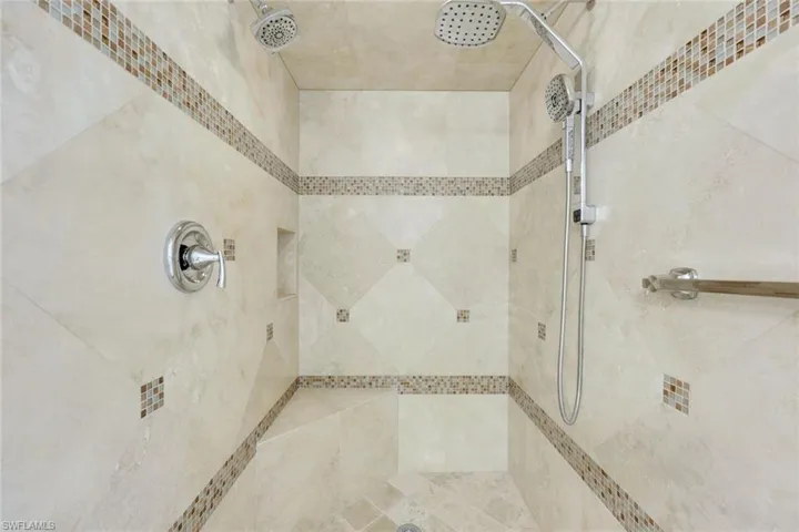 Marble Walk-In Shower w/ Multiple Shower Heads