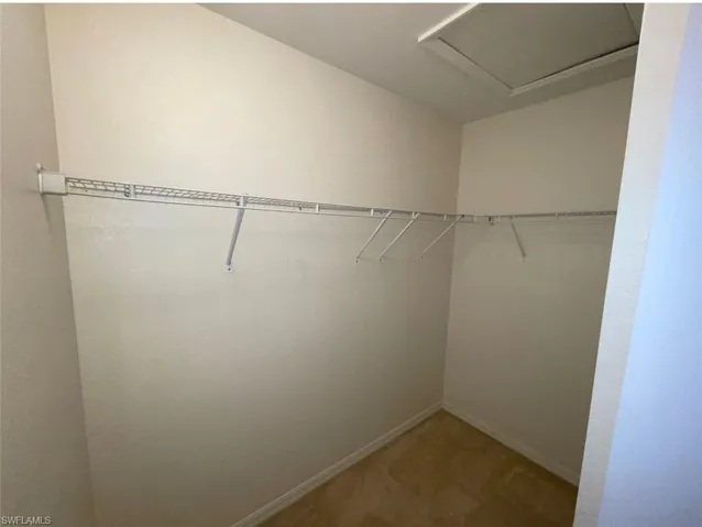 Spacious closet with carpet floors