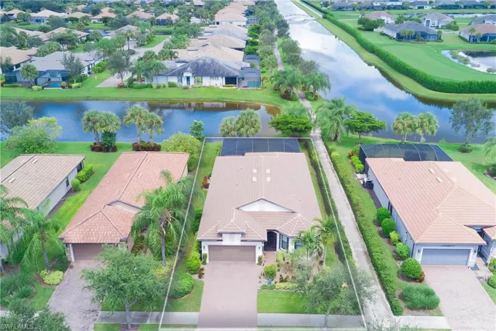 Aerial perspective with walkway next to the property