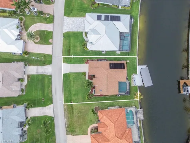 Aerial perspective of suburban area