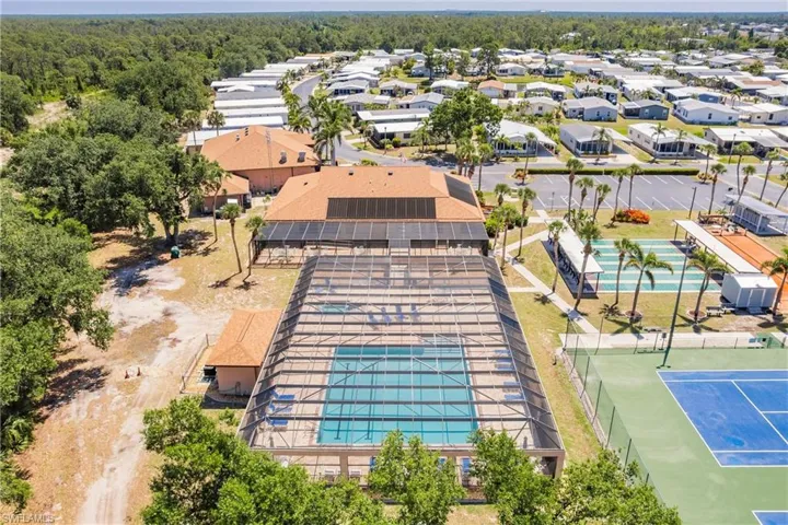 Drone / aerial view of pool area
