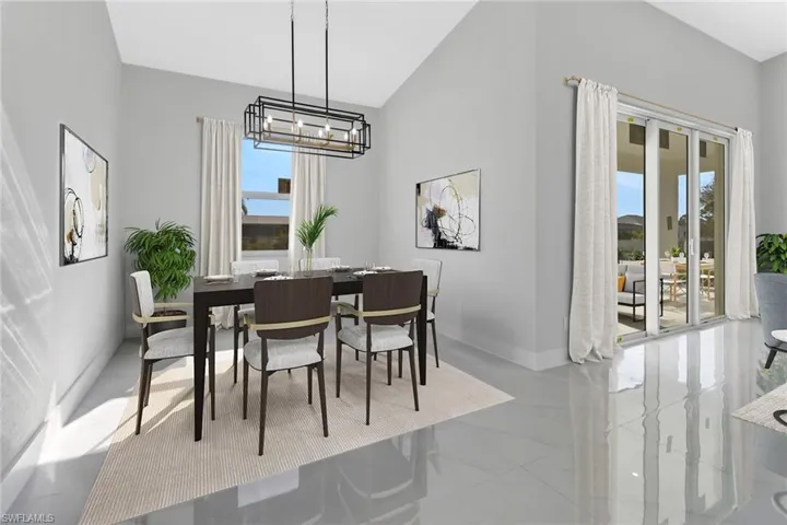 Dining room featuring an inviting chandelier