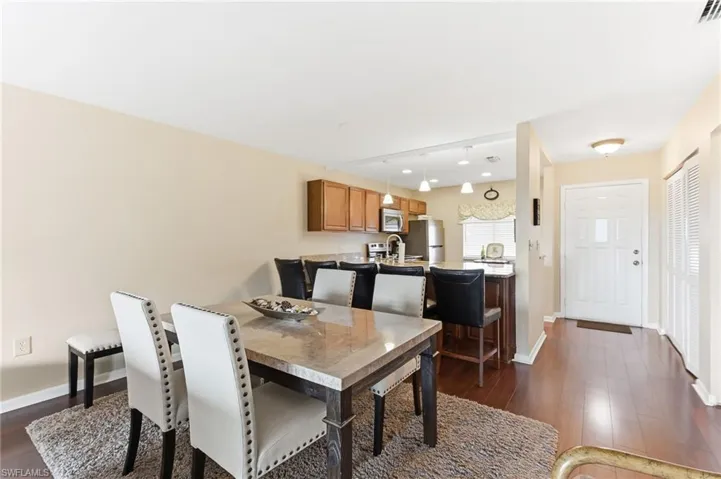 Dining room with track lighting