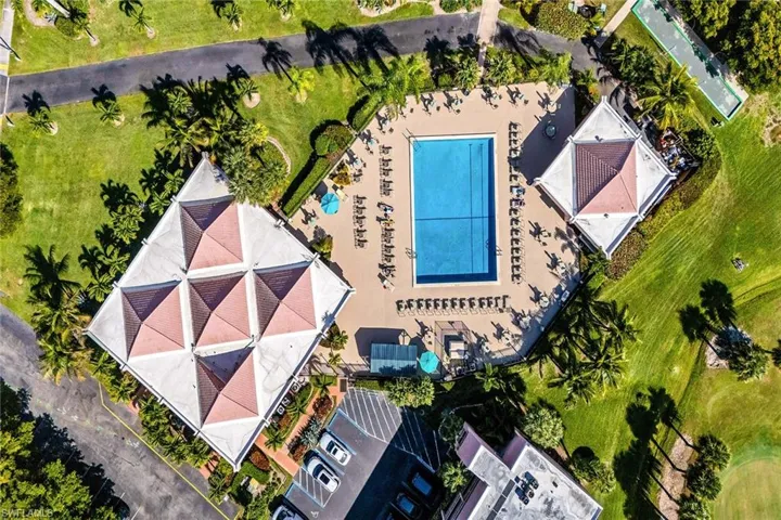 Aerial view of a pool