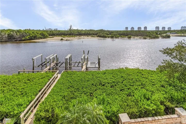 This is the View of dock from the home.  A boat slip with boat dock is included with the home!