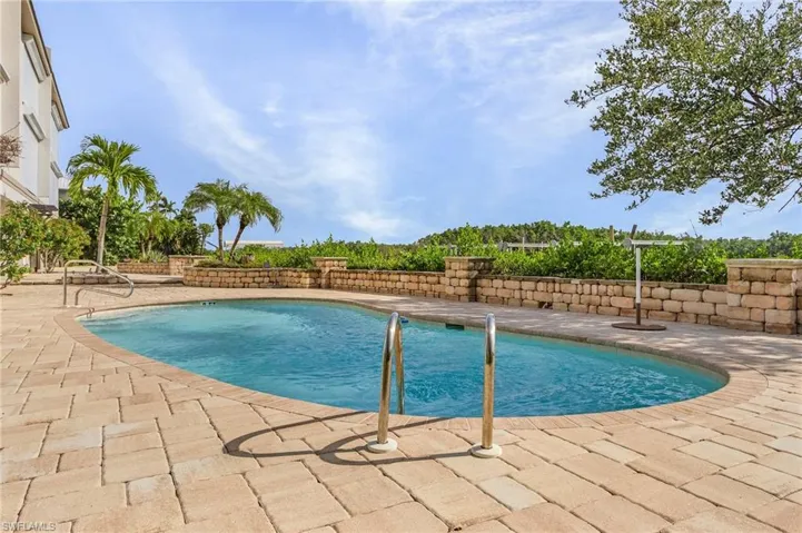 The bayside Expansive pool deck and heated pool.
