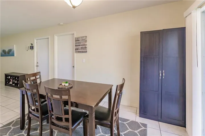 View of tiled dining area