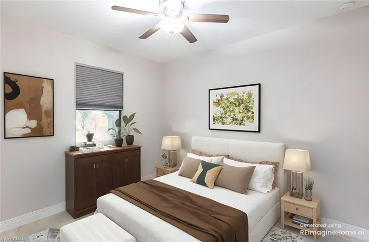 *virtual staging* Bedroom featuring ceiling fan