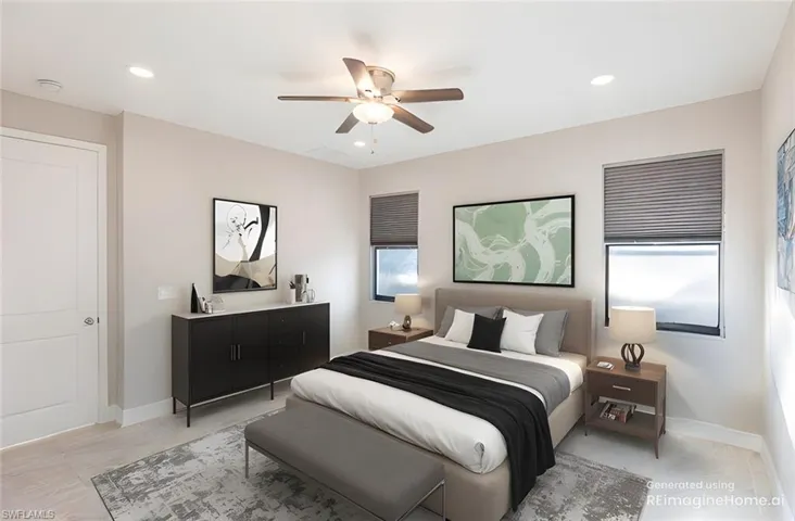 *virtual staging* Bedroom with ceiling fan