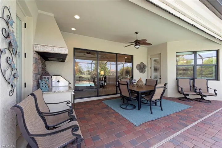 View of patio / terrace featuring ceiling fan and outdoor dining area
