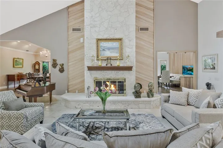 livingroom with fireplace.   what a great place to entertain large groups