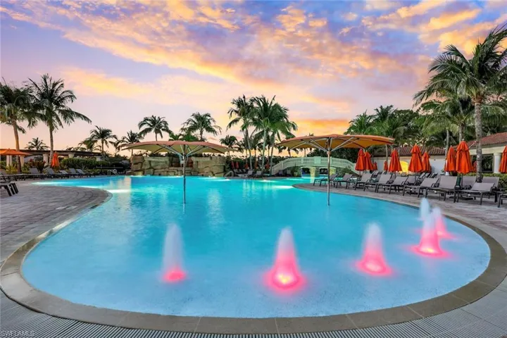 The Resort pool at dusk