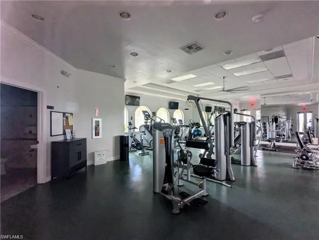 Workout area with ornamental molding