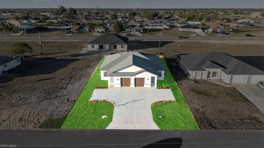 Aerial perspective of suburban area