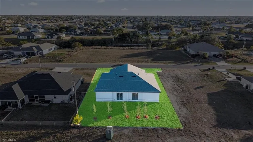 Aerial perspective of suburban area