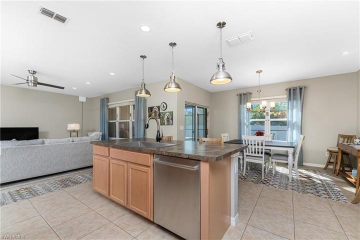 Kitchen with view out to pool