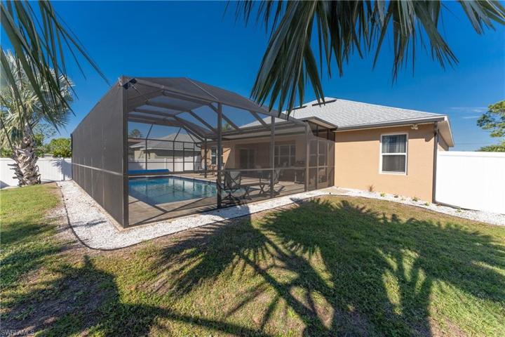 Backyard with mature Bizmarck Palms