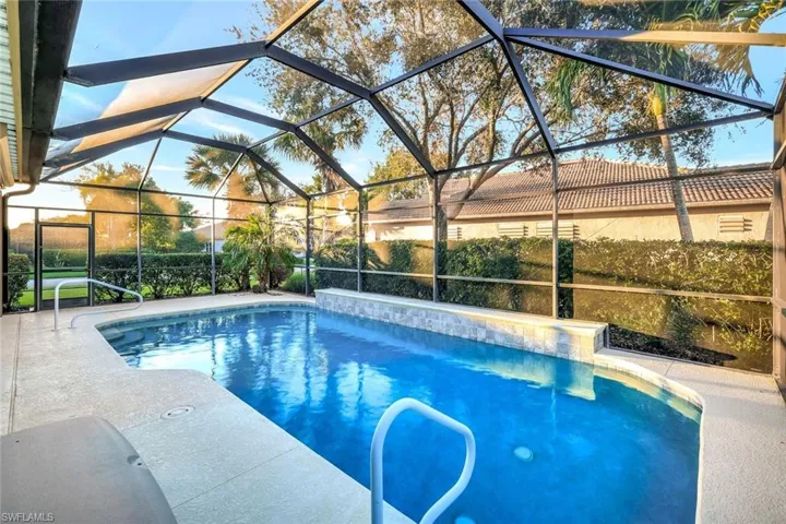 View of pool featuring a lanai and a patio