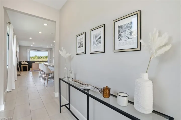 Entry corridor into kitchen and main living area.