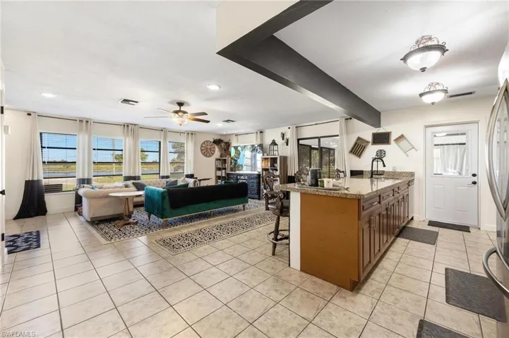 The breakfast bar is a great place for a quick meal or entertaining.
