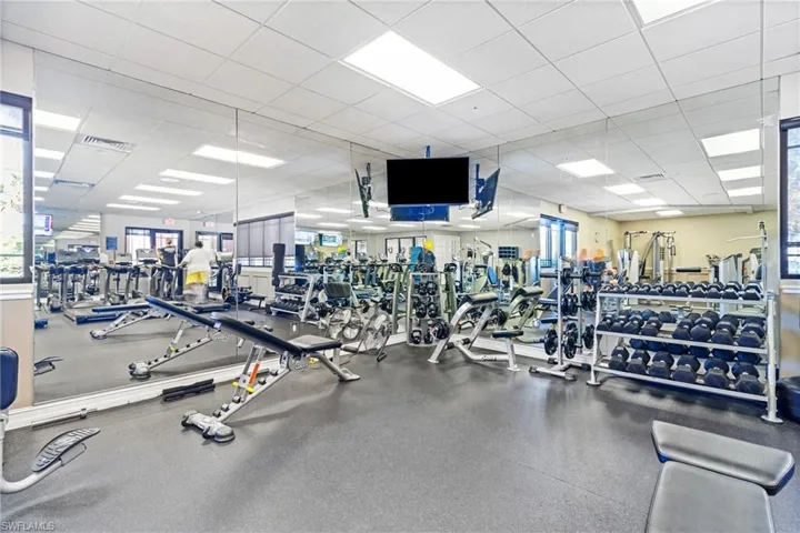 Workout area with a drop ceiling