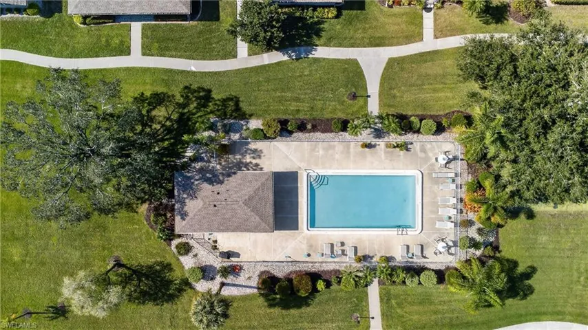 Drone / aerial view of a pool