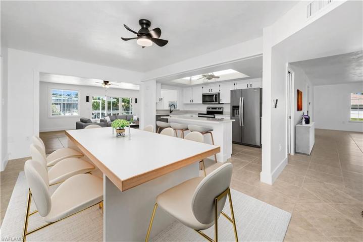 Virtually Staged Dining Area, Kitchen Island