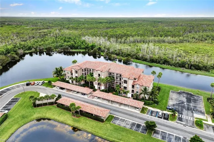 Bird's eye view of a nearby body of water