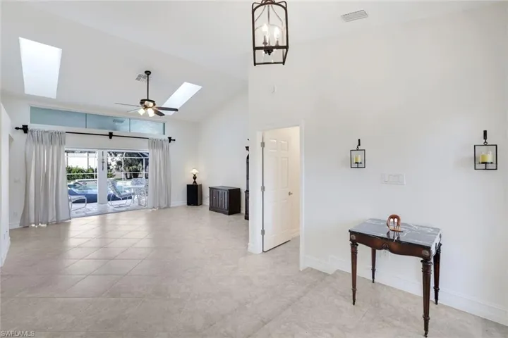 Living area with hurricane-rated sliding doors.