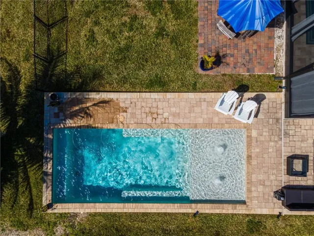 Aerial view of a pool