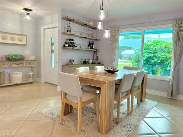 View of tiled dining area