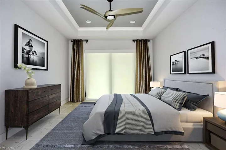 Recessed ceiling with an integrated modern ceiling fan