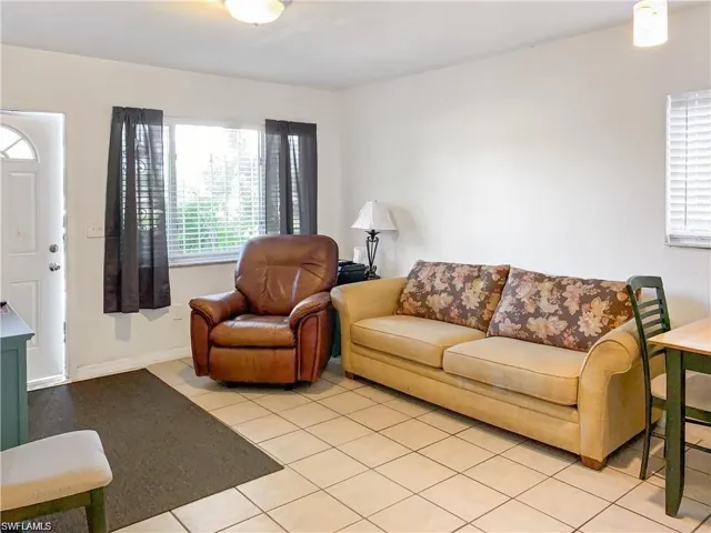 View of tiled living room