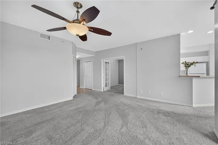 View of Laundry Room & Flex Room with French Doors