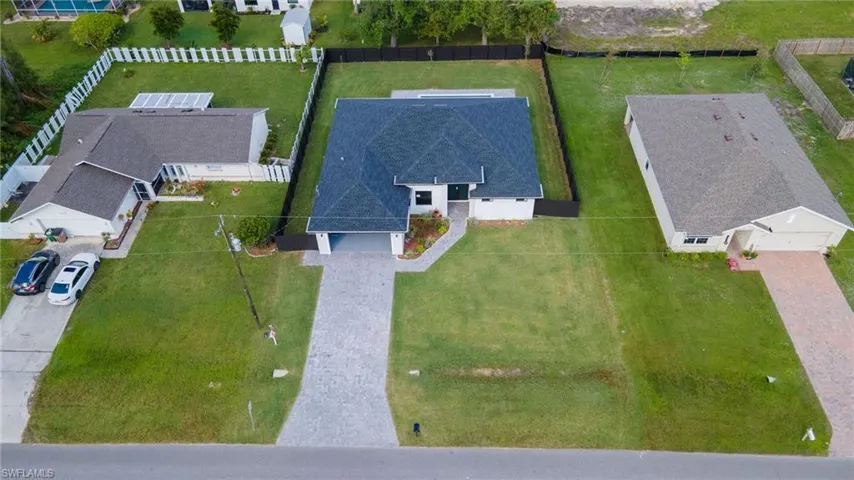 Aerial perspective of suburban area