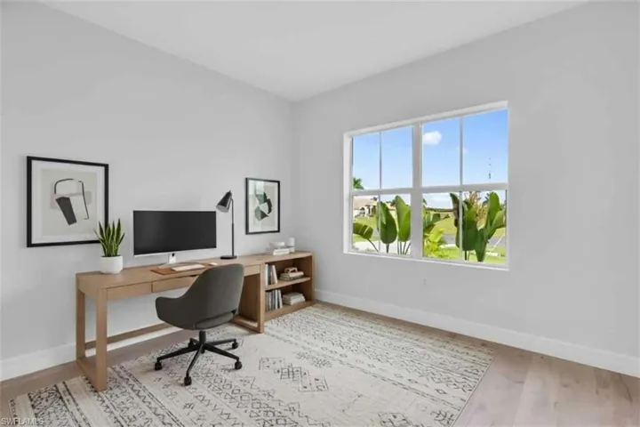 Virtually staged bedroom that can be an office