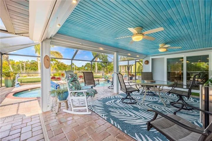 The screened lanai is a great entertaining space