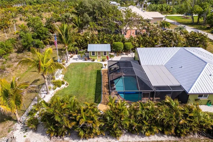 Aerial view of the backyard
